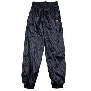 Nike Pants Womens XS Zebra Print Track Joggers Purple Black Swoosh Polyester